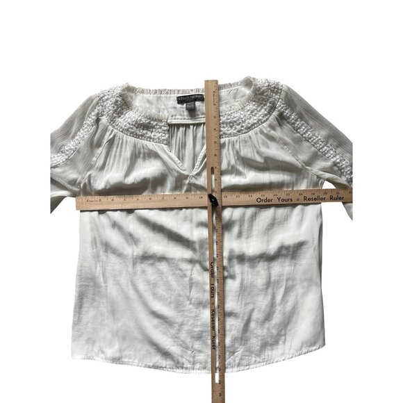 A Pea In The Pod Maternity Shirt Womens Medium Boho Embroidered Peasant Top - Picture 9 of 9